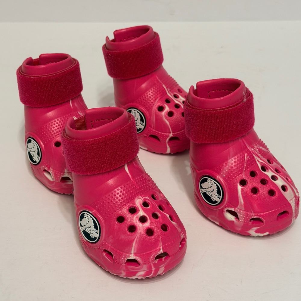Crocs for Dogs BARK Pet Shoes Pink Marble Size Large Set of 4 Boots